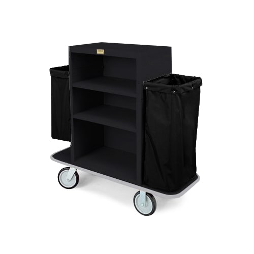 Forbes Plastic Housekeeping Cart, Three Shelves, Black